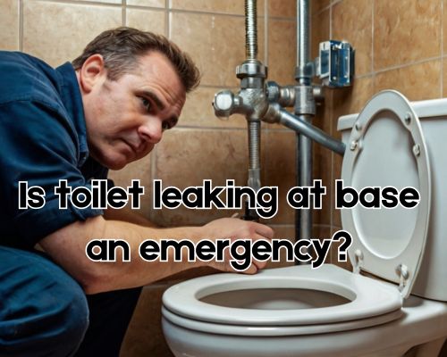 a toilet leaking at base