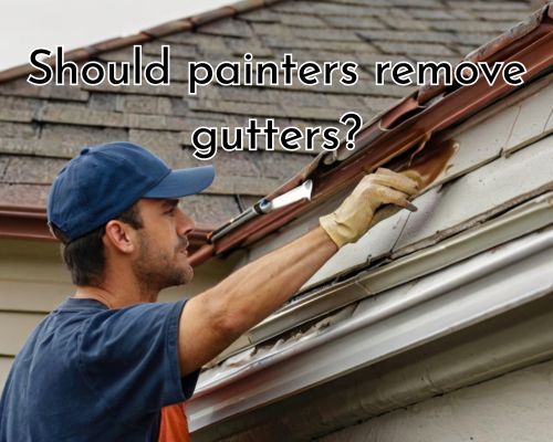 a painter painting roof gutters